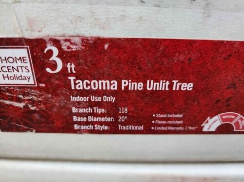 Home Accents Tacoma Pine 3ft Artificial Unlit Christmas Tree