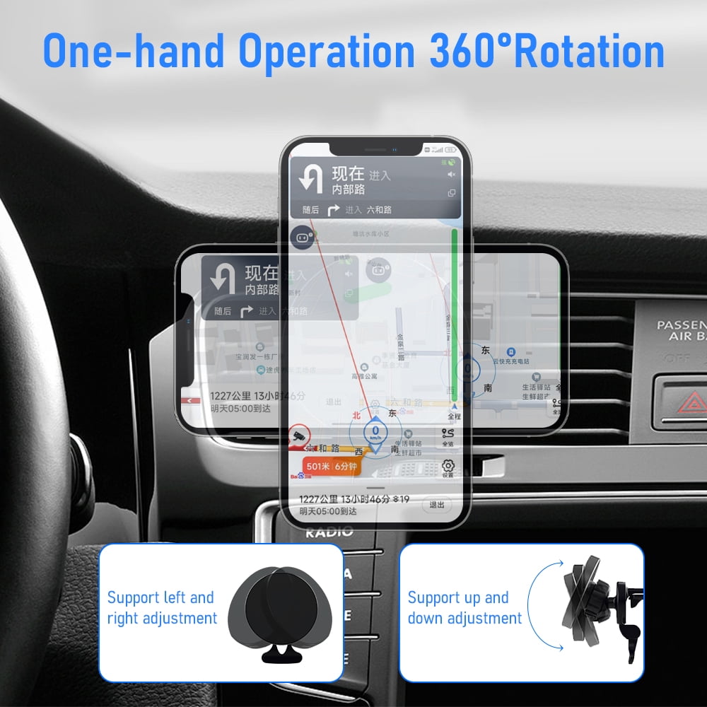 Soliom Wireless Mag-Safe Car Charger with Phone Holder Compatible with iPhone 14/13, Samsung S22