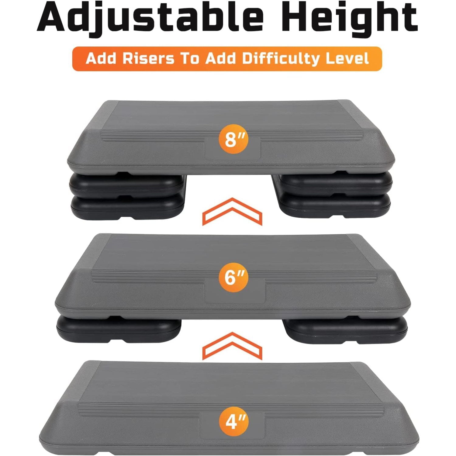 Exercise Aerobic Stepper Platform 28.5'' Adjustable Aerobic Step with 4 Risers, Fitness and Workout Stepper for Home Gym