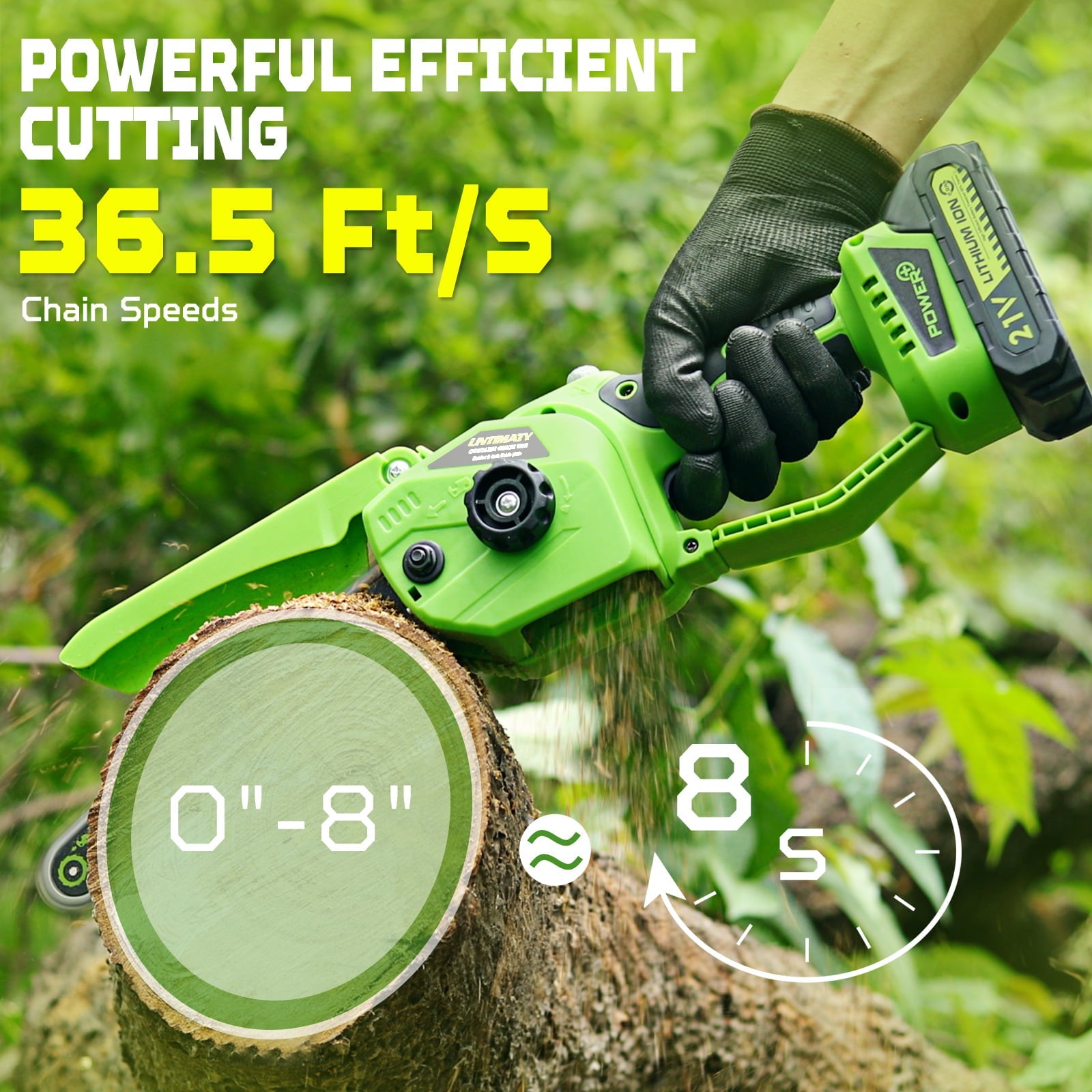 UNTIMATY Mini Chainsaw, 8inch Cordless Chainsaw, Brushless Electric Pruning Chain Saw with Oiler System, 2PCS Rechargeable Batteries 2 Chains for Pruning