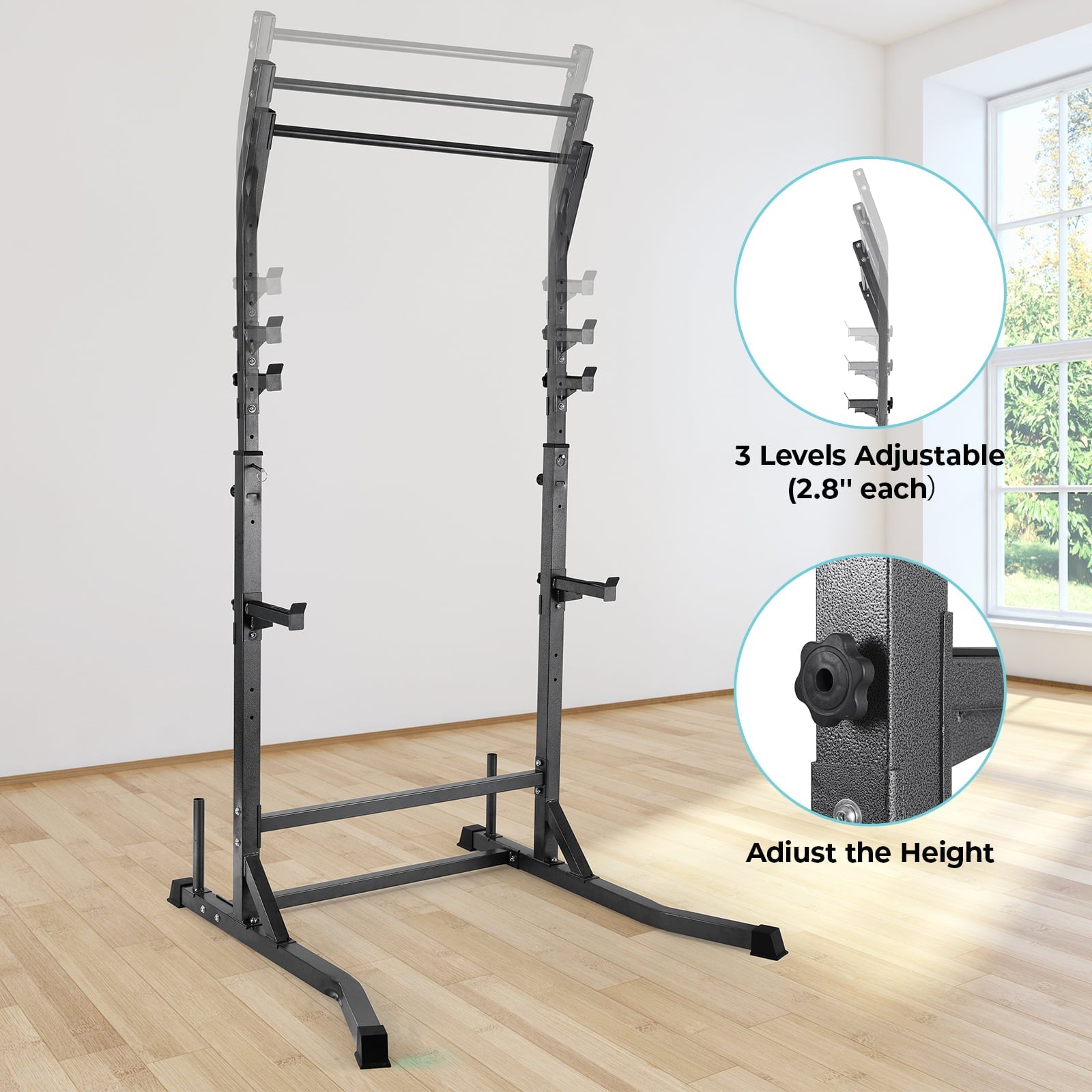 Pirecart Adjustable Squat Rack, Barbell Rack, Weight and Bench Press Rack Stand, 485 lbs