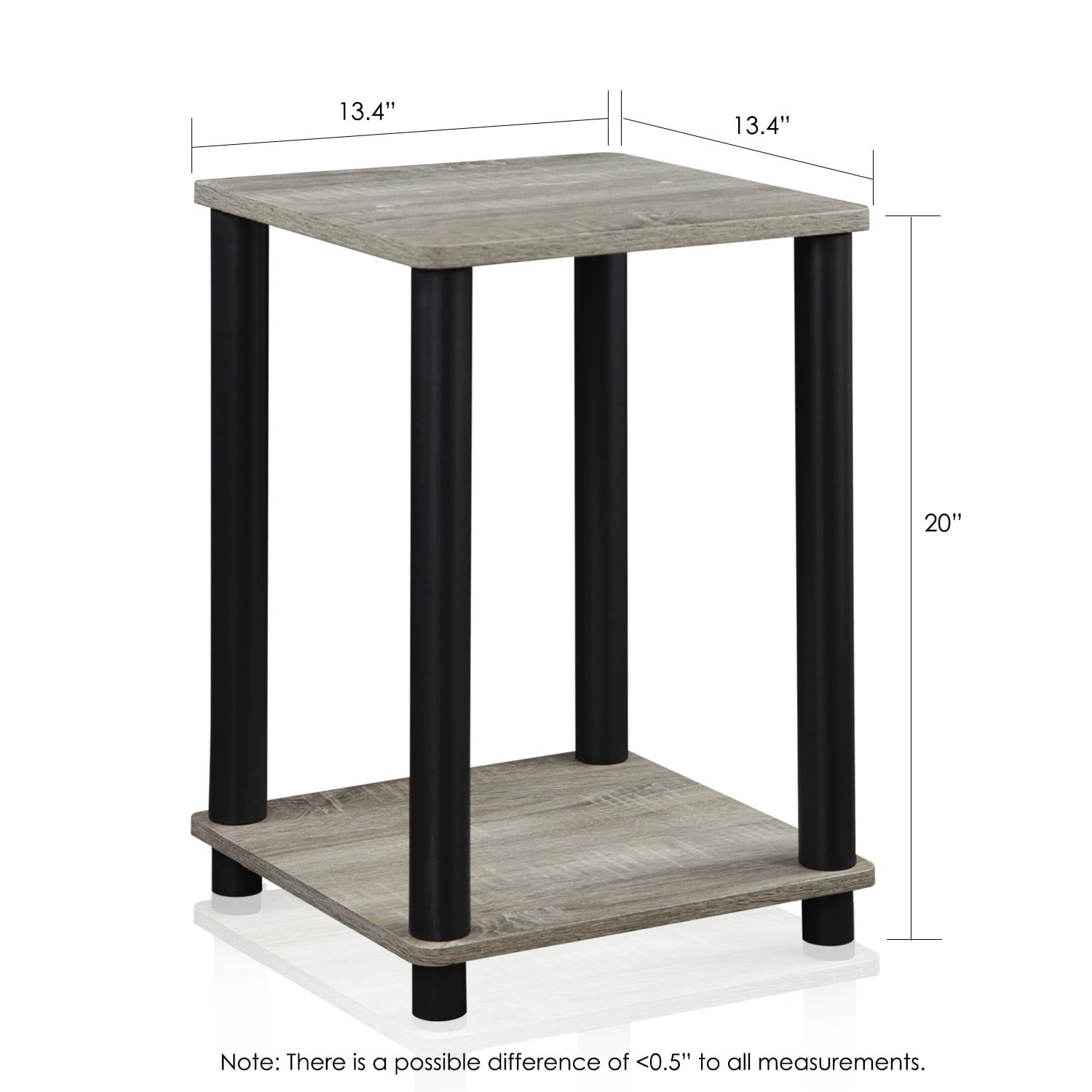 Furinno Turn-N-Tube End Table- Dark Cherry & Black - 20 x 13.4 x 13.4 in.