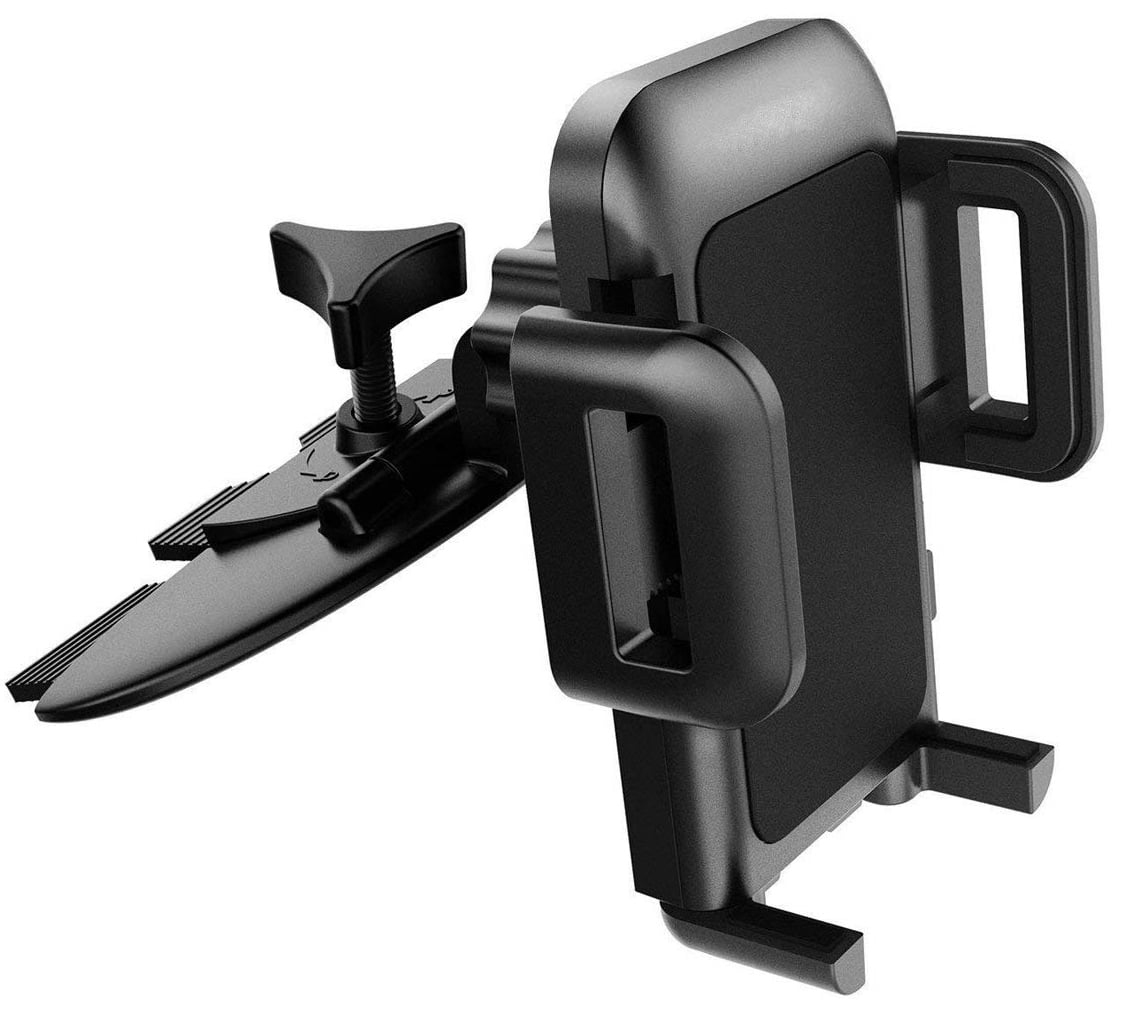 Pokanic Car Cell Phone CD Slot Mount Adjustable 360 Rotation Stand Holder Three-Side Grips Design One Touch Clamp Compatible with iPhone Galaxy Note Pixel Universal (CD Slot Mount)