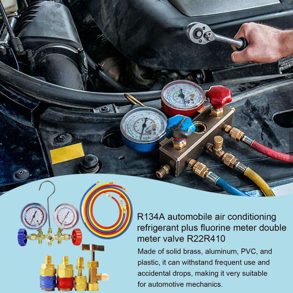 Ac Diagnostic Tool | Ac Charging Manifold Car Ac Gauges | Double Meter with Adapter for Automotive Air Conditioning, Car A/C System, Cooling Systems Diagnostics