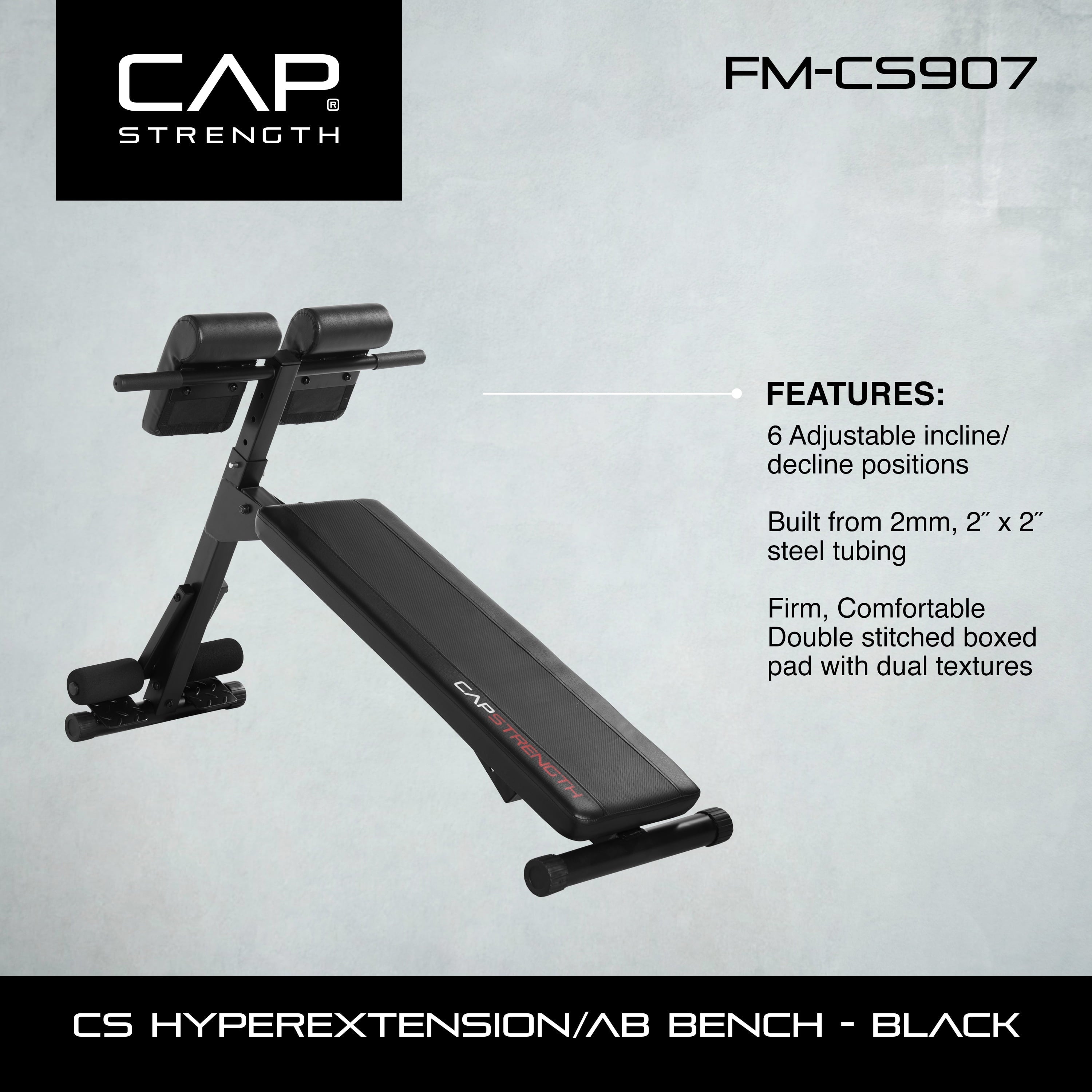 CAP Strength Hyperextension/AB Bench, Black