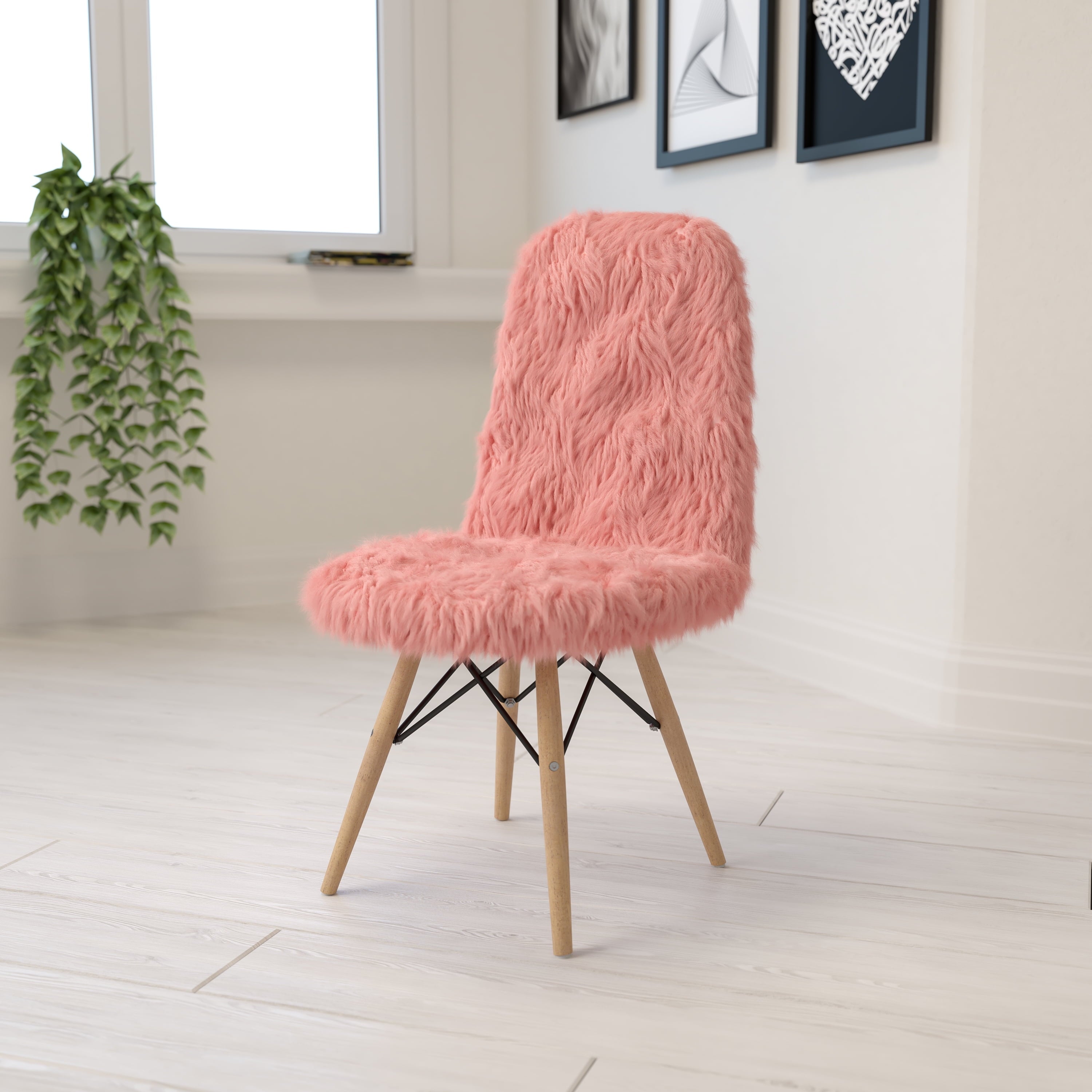 Flash Furniture Shaggy Dog Light Pink Accent Chair
