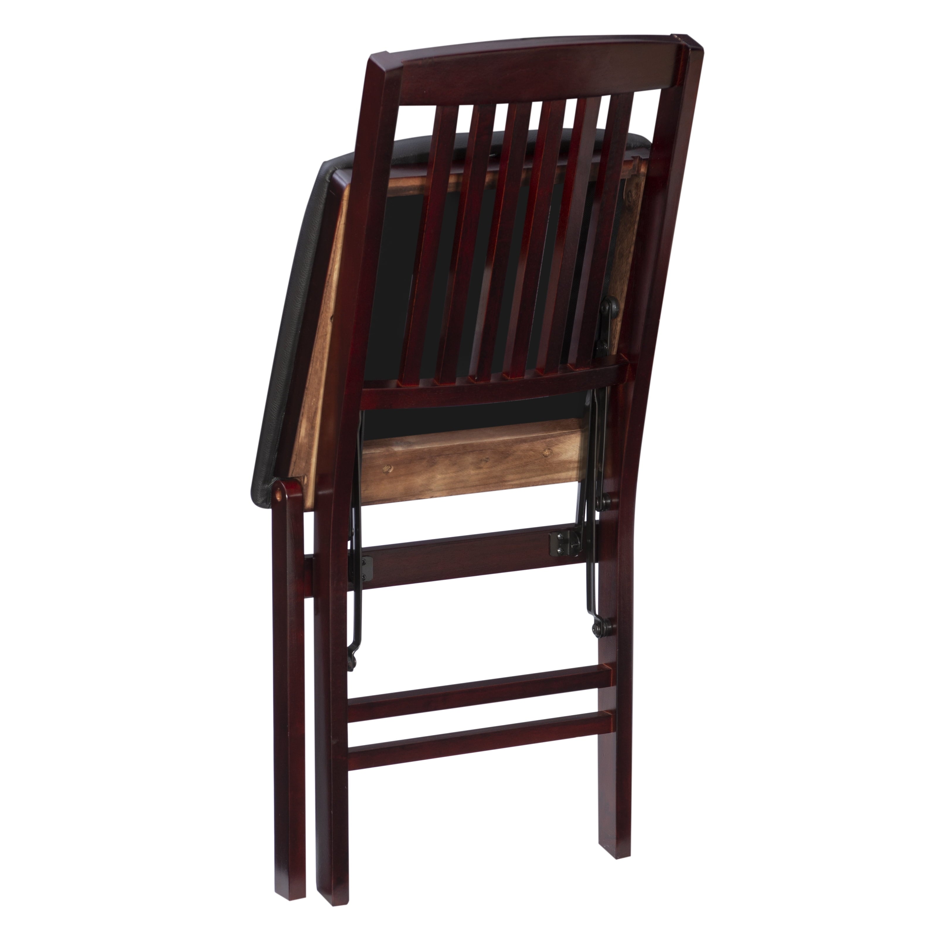 Linon Lafitte Folding Dining Chair, Set of 2, Dark Brown Faux Leather