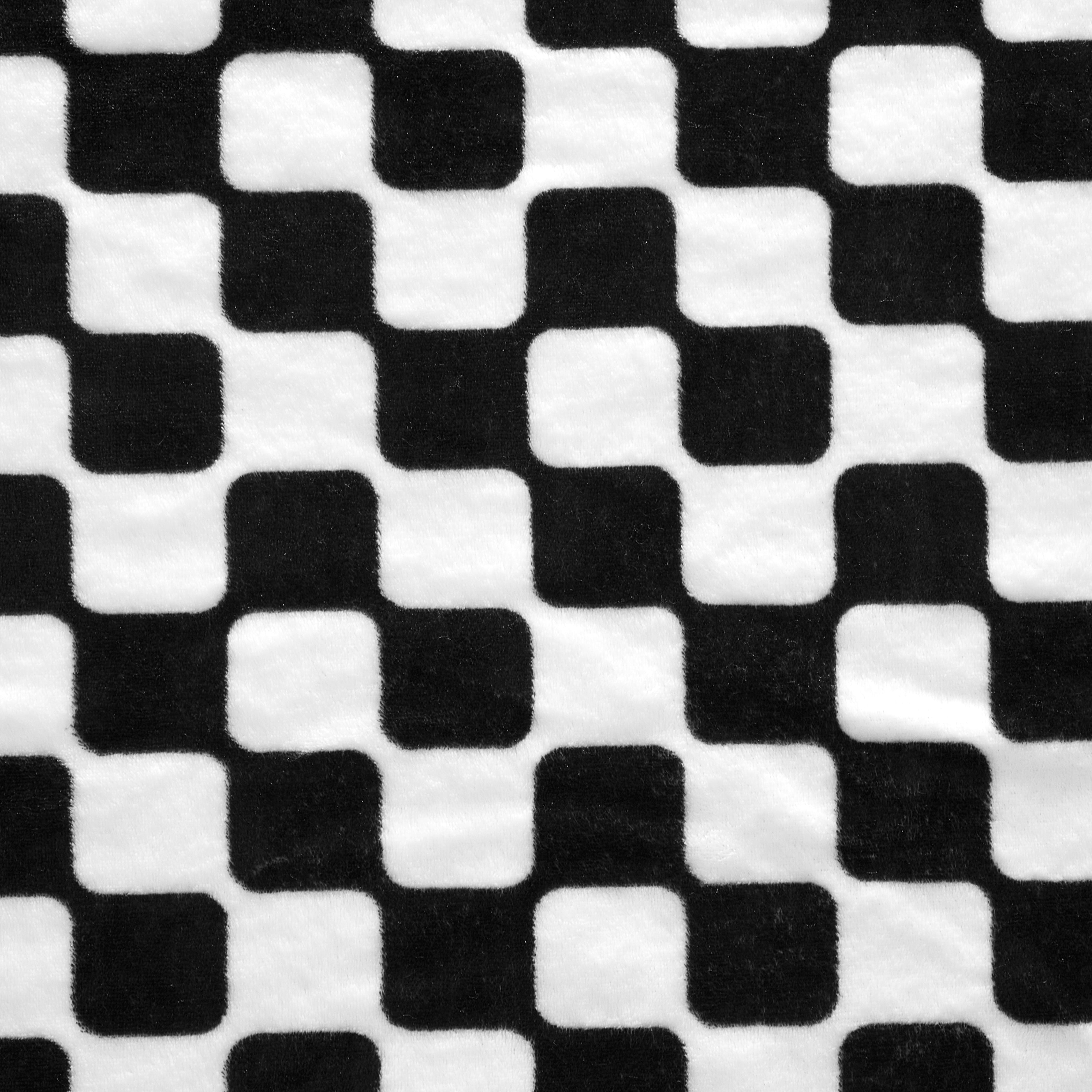Mainstays Fleece Plush Throw Blanket, Black and White Check, Standard Throw