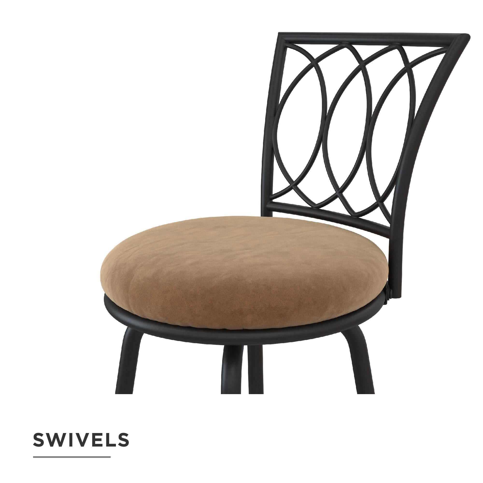 DHP Arcadio Adjustable Swivel Barstool, Tan Microfiber, Set of 3