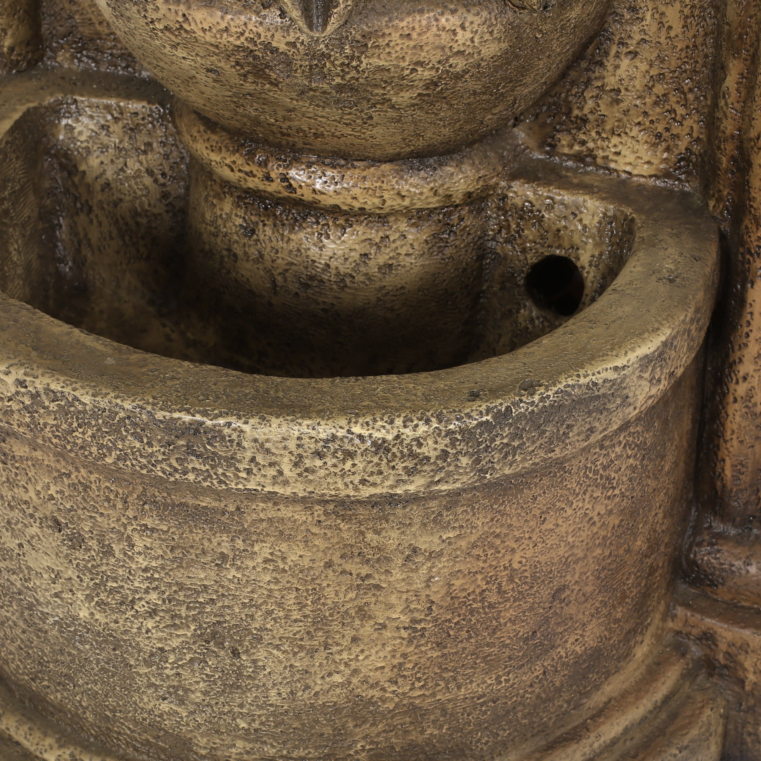 Noble House Lenhart Outdoor 2-Tier Single Spout Fountain, Light Brown