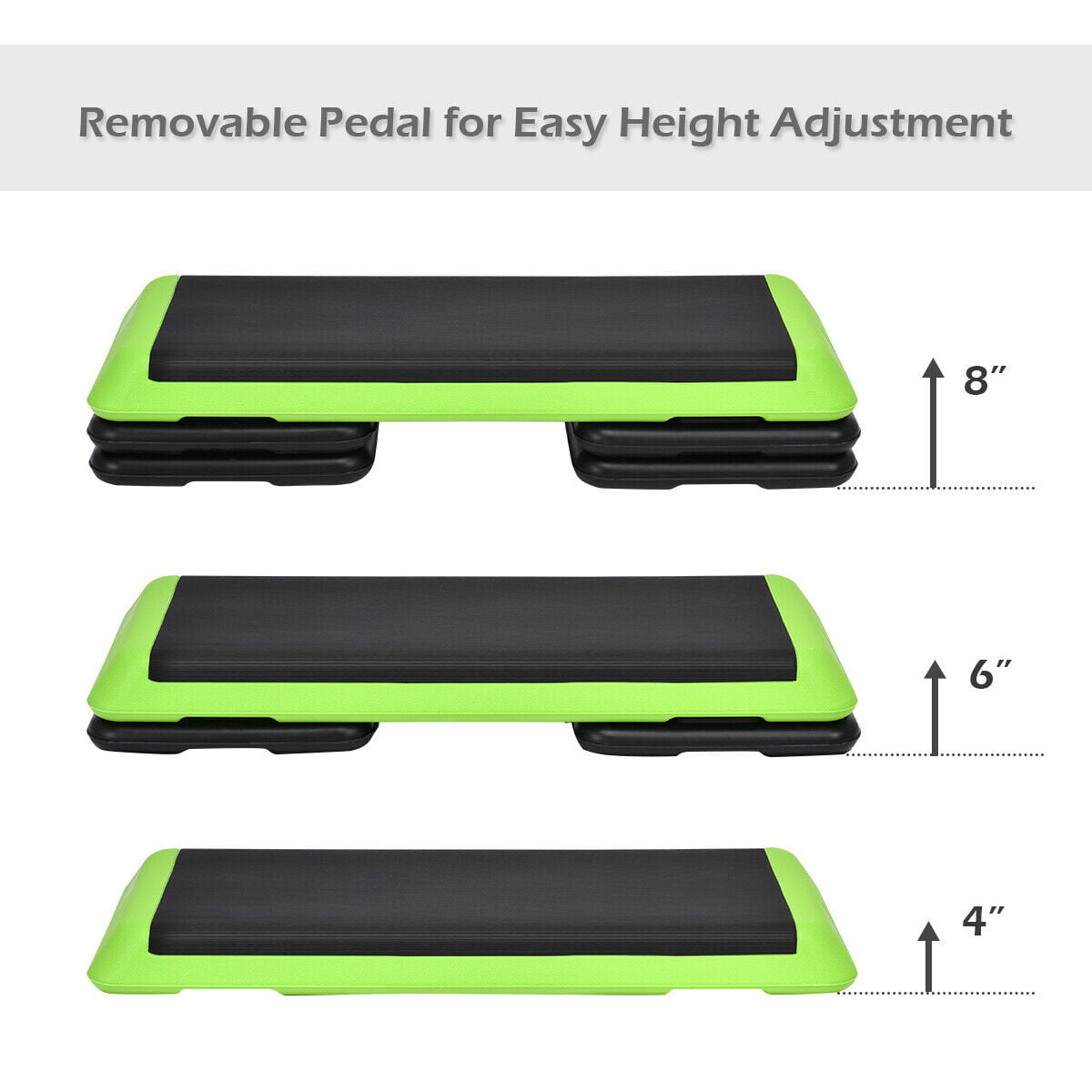 Costway Fitness Aerobic Step 43'' Cardio Adjust 4'' - 6'' - 8'' Exercise Stepper w/Risers Green