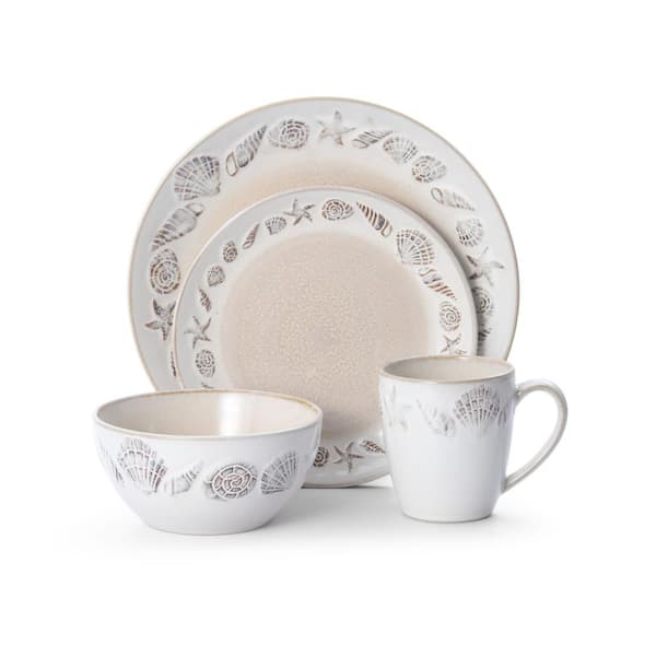 16-Piece Panama Coastal Beige Stoneware Dinnerware Set (Service For 4)