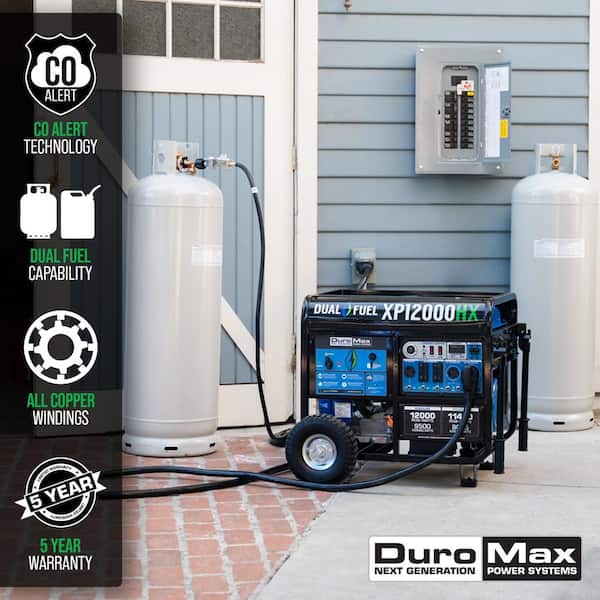 12000/9500-Watt Dual Fuel Electric Start Gasoline/Propane Portable Home Power Back Up Generator with CO Alert Shutdown