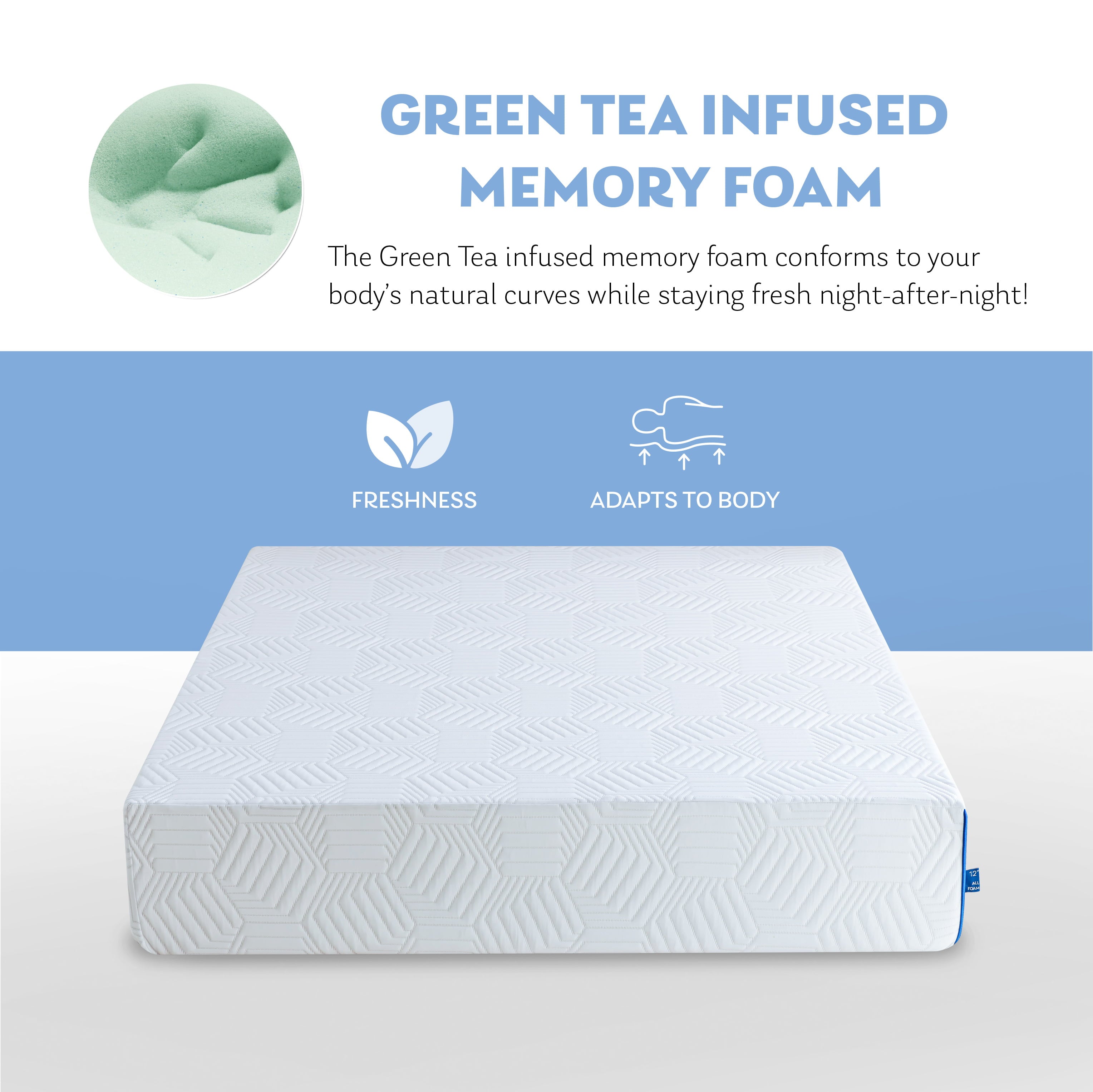 8 inch Green Tea Gel Infused Memory Foam Mattress in a Box, Twin