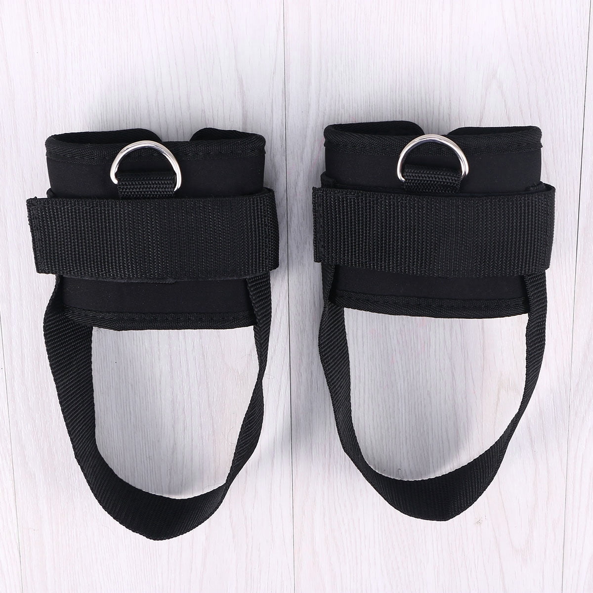 NUOLUX 2pcs Ankle Strap Padded D-ring Ankle Cuffs for Gym Workouts Cable Machines Butt and Leg Weights Exercises (Black)