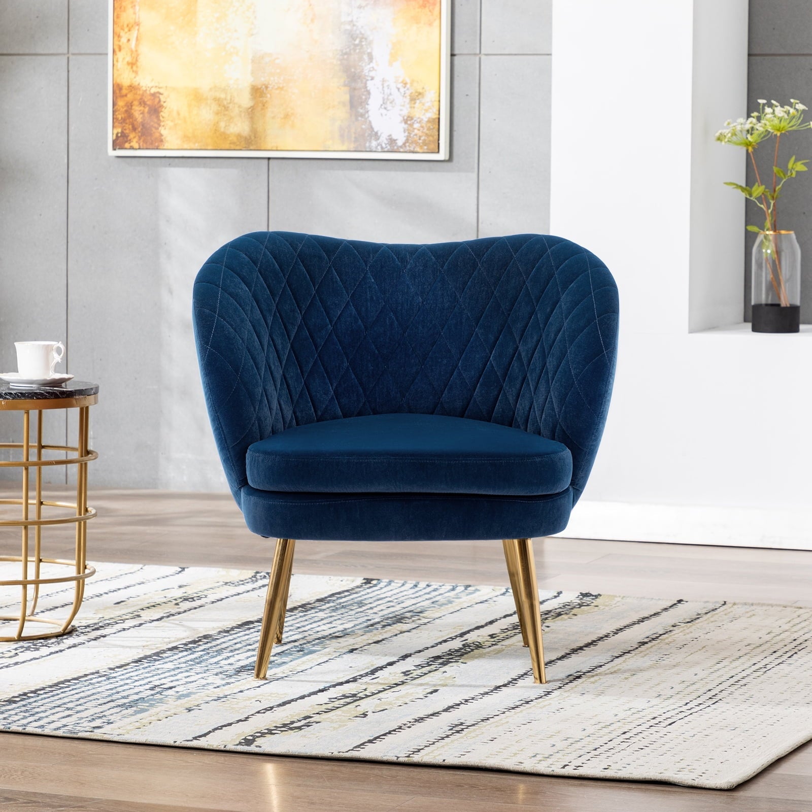 Duhome Accent Chair Single Sofa with Arm Velvet Blue 1 Pcs
