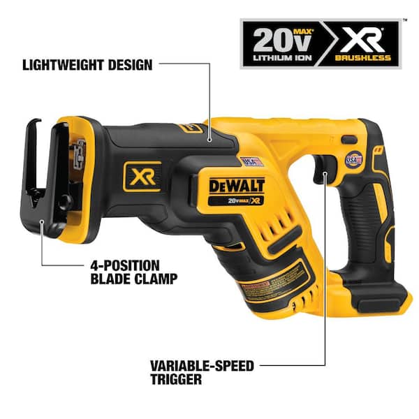 20V MAX XR Cordless Brushless Compact Reciprocating Saw and 20V MAX XR Lithium-Ion 4.0Ah Battery