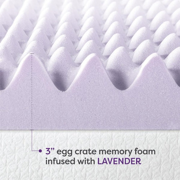 3 in. Full Egg Crate Memory Foam Mattress Topper with Lavender Infusion