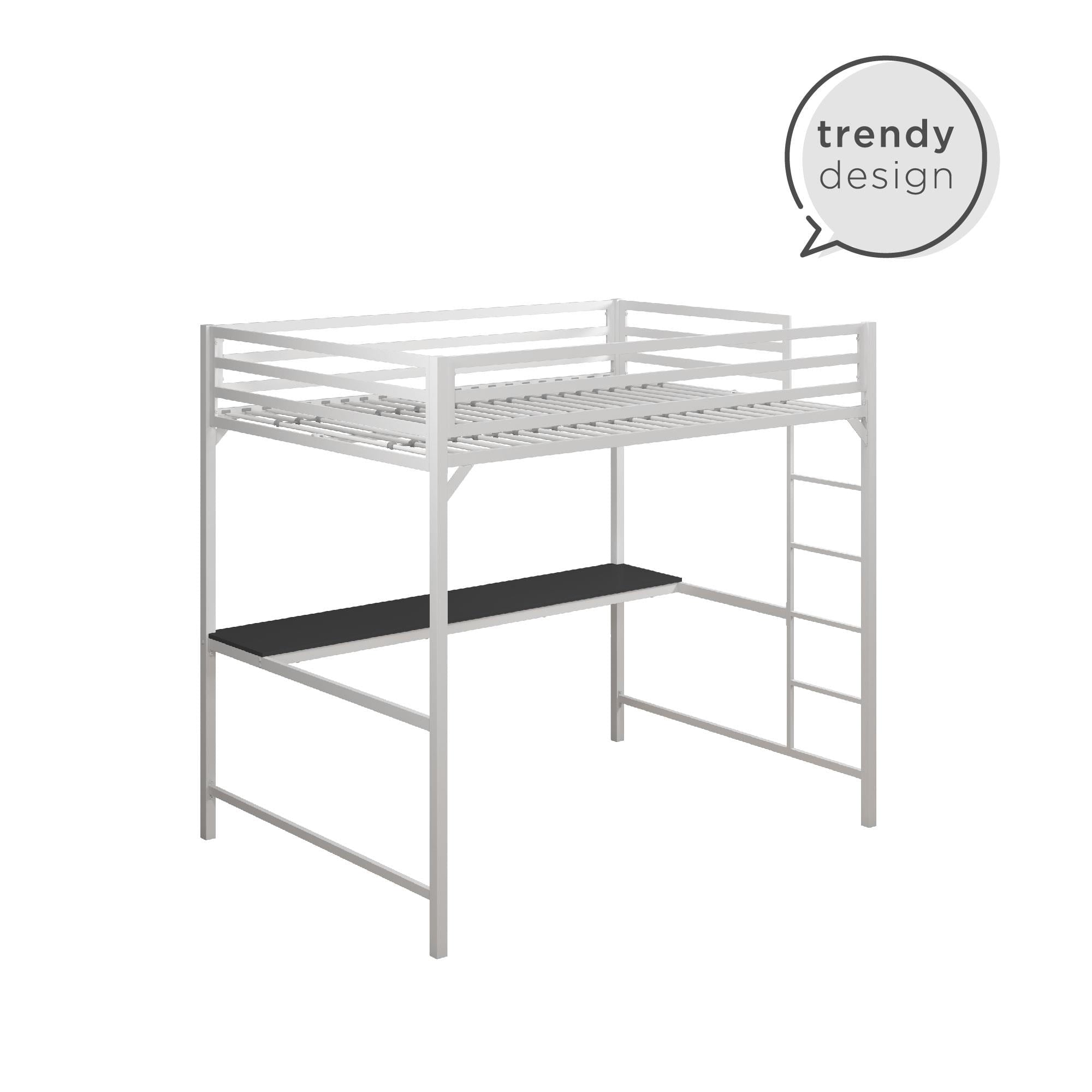 DHP Miles Metal Full Loft Bed with Desk, White