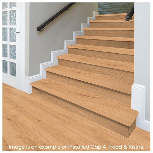 Hawks Edge Maple/Spanish Trace Oak 47in.L x 12.15in.W x 2.28in.T Laminate Stair Tread and Reversible Riser Kit Adhesive