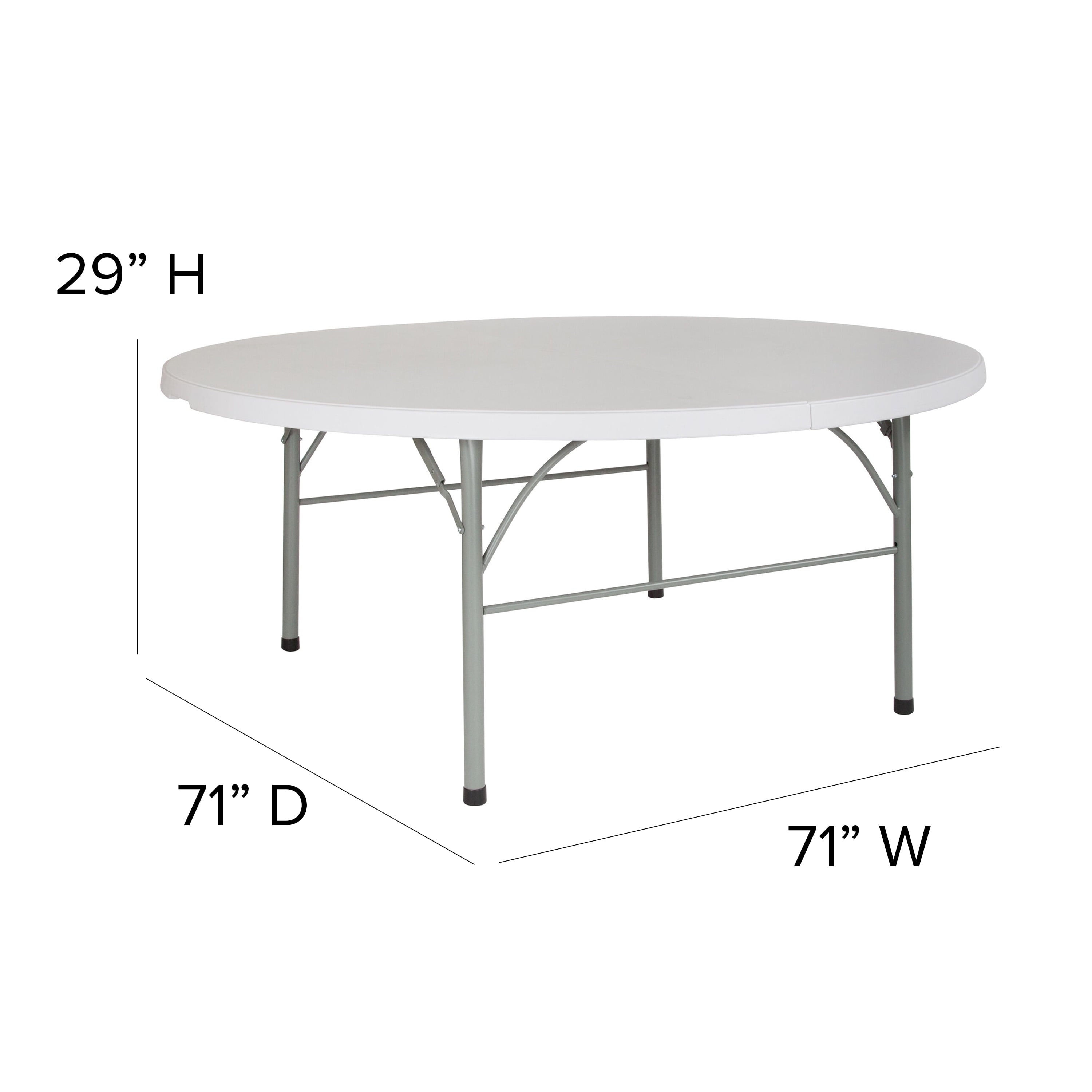 6-Foot Round Bi-Fold Granite White Plastic Banquet andt Folding Table with Carrying Handle DAD-183RZ-GG