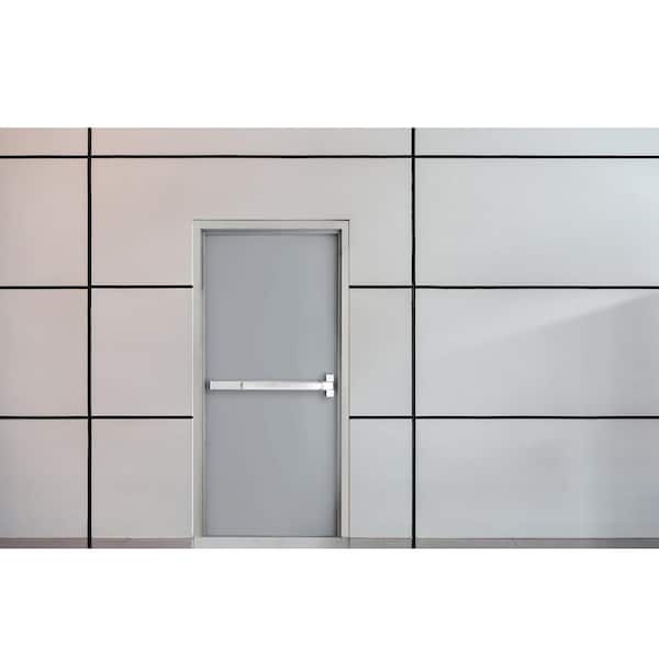 36 in. x 80 in. Fire-Rated Gray Left-Hand Flush Steel Commercial Door with Knock Down Frame Panic Bar and Hardware