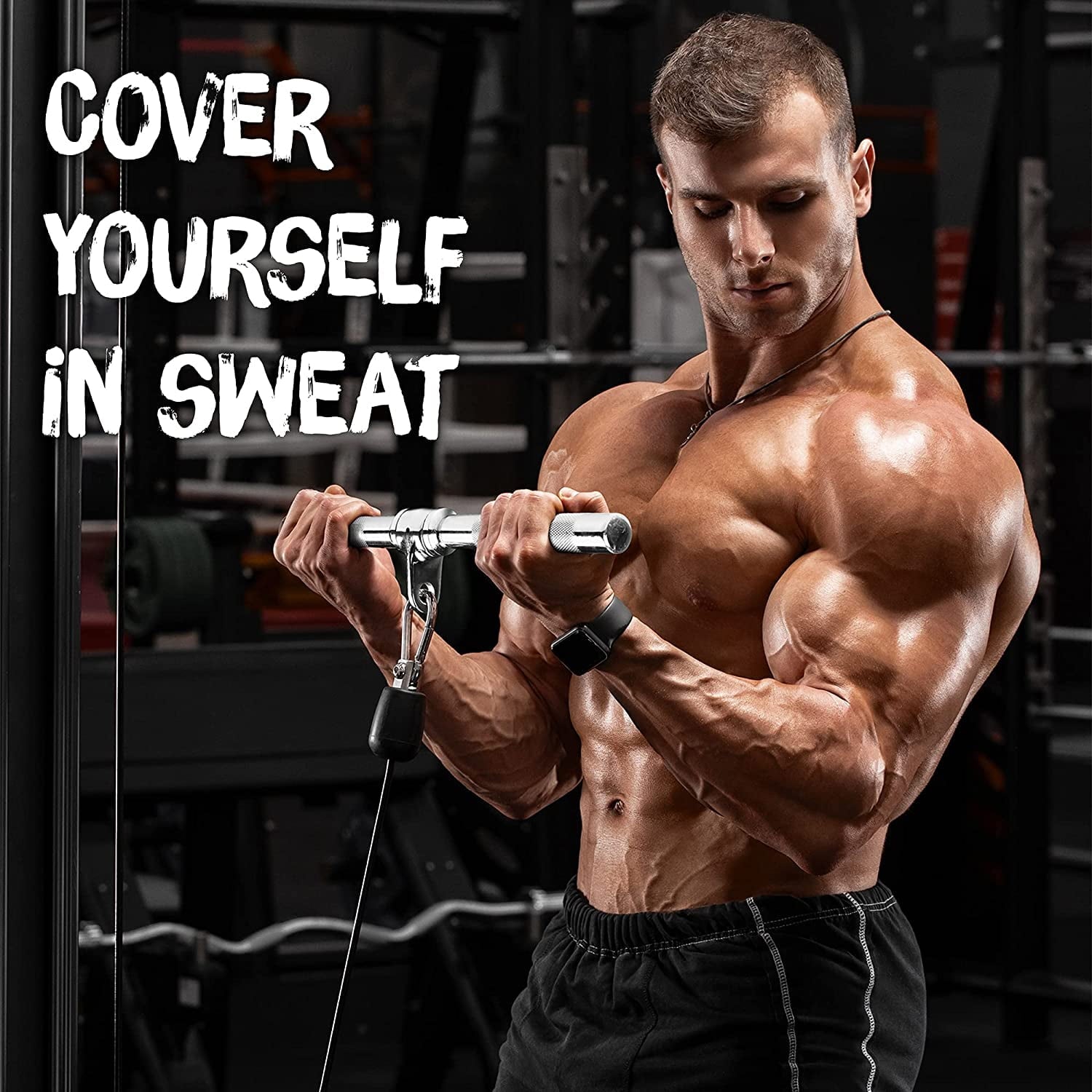 Yes4All Straight Rotating Bar With None-Slip Handle Cable Attachment Chrome Single