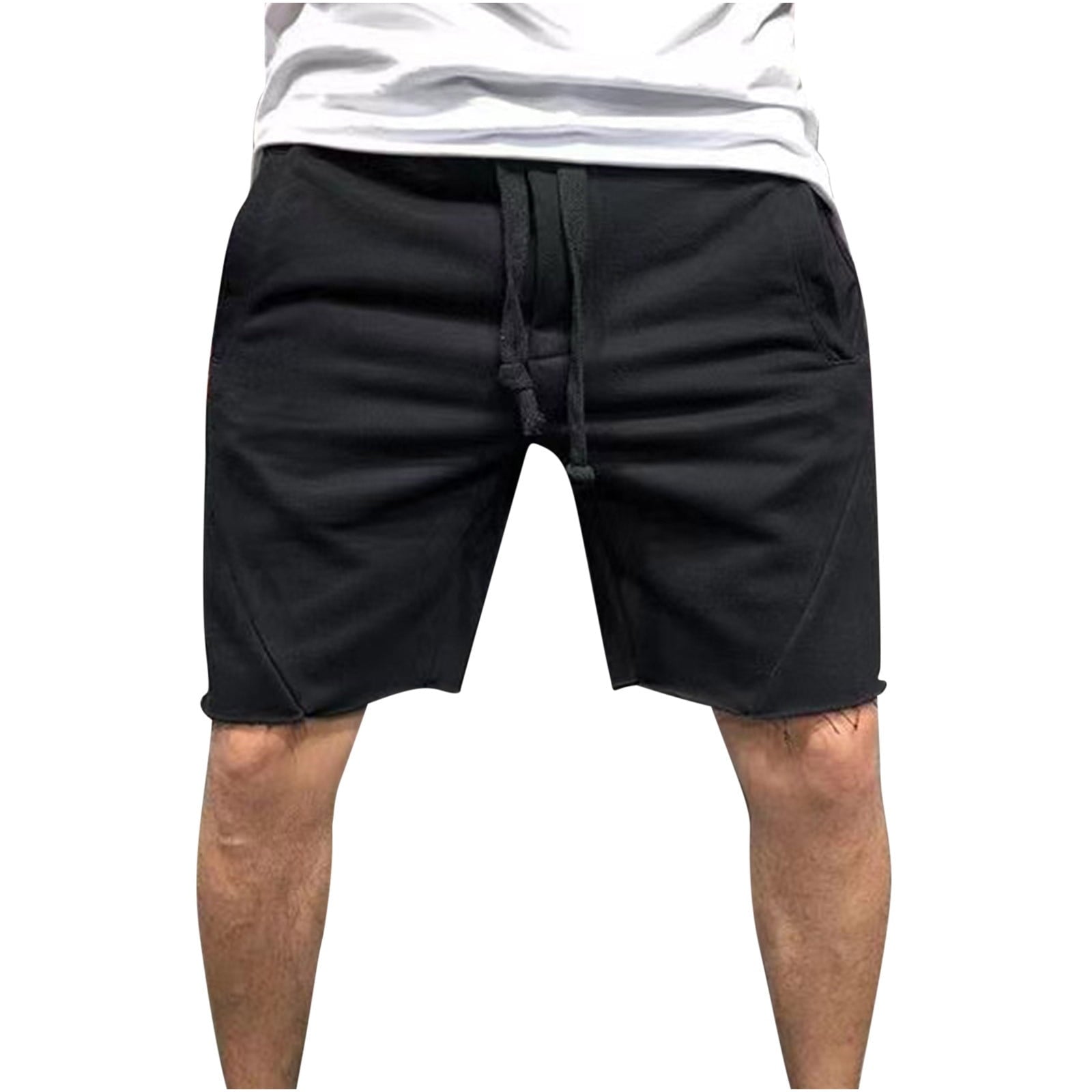 amidoa Mens Shorts Big and Tall Summer Cut-off Drawstring Walk Denim Shorts 6 Inch Inseam Regular and Big & Tall Pants
