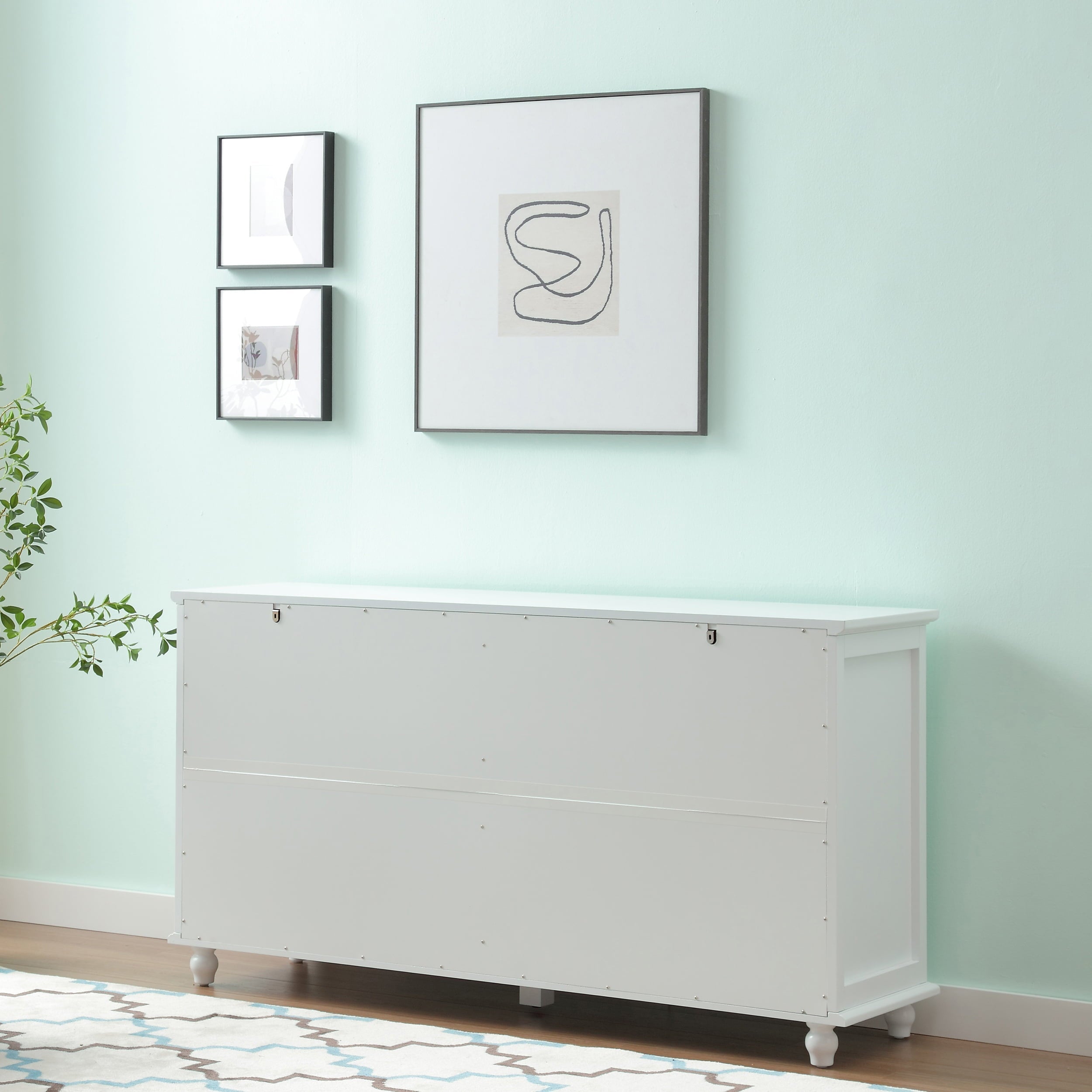 NOVALLA 62 Inch TV Stand Set, 2 Piece Entertainment Center, 1 Sideboard and 1 Tall Cabinets, TV Console Table for Living Room, Bedroom, Entryway, White