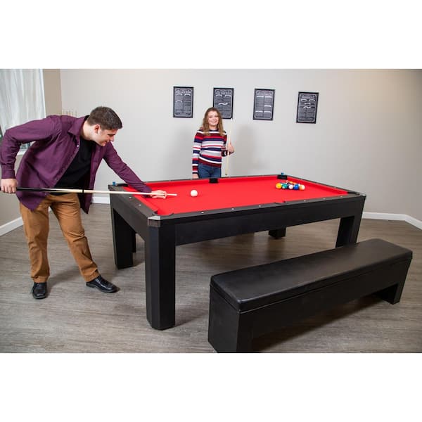 Park Avenue 7 ft. Pool Table Tennis Combination with Dining Top, 2 Storage Benches and Free Accessories