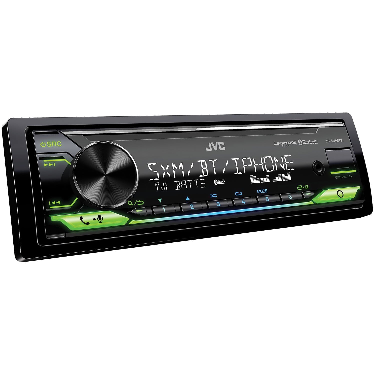 JVC KD-X370BTS Single-DIN In-Dash Digital Media Receiver with Bluetooth, Amazon Alexa, and SiriusXM Ready