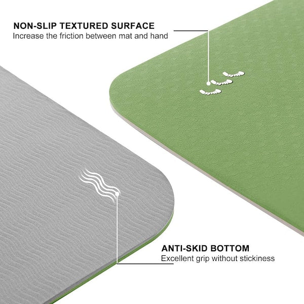 Grass Green High Density TPE Yoga Mat 72 in. L x 24 in. W x 0.24 in. Pilates Exercise Mat Non Slip (12 sq. ft.)