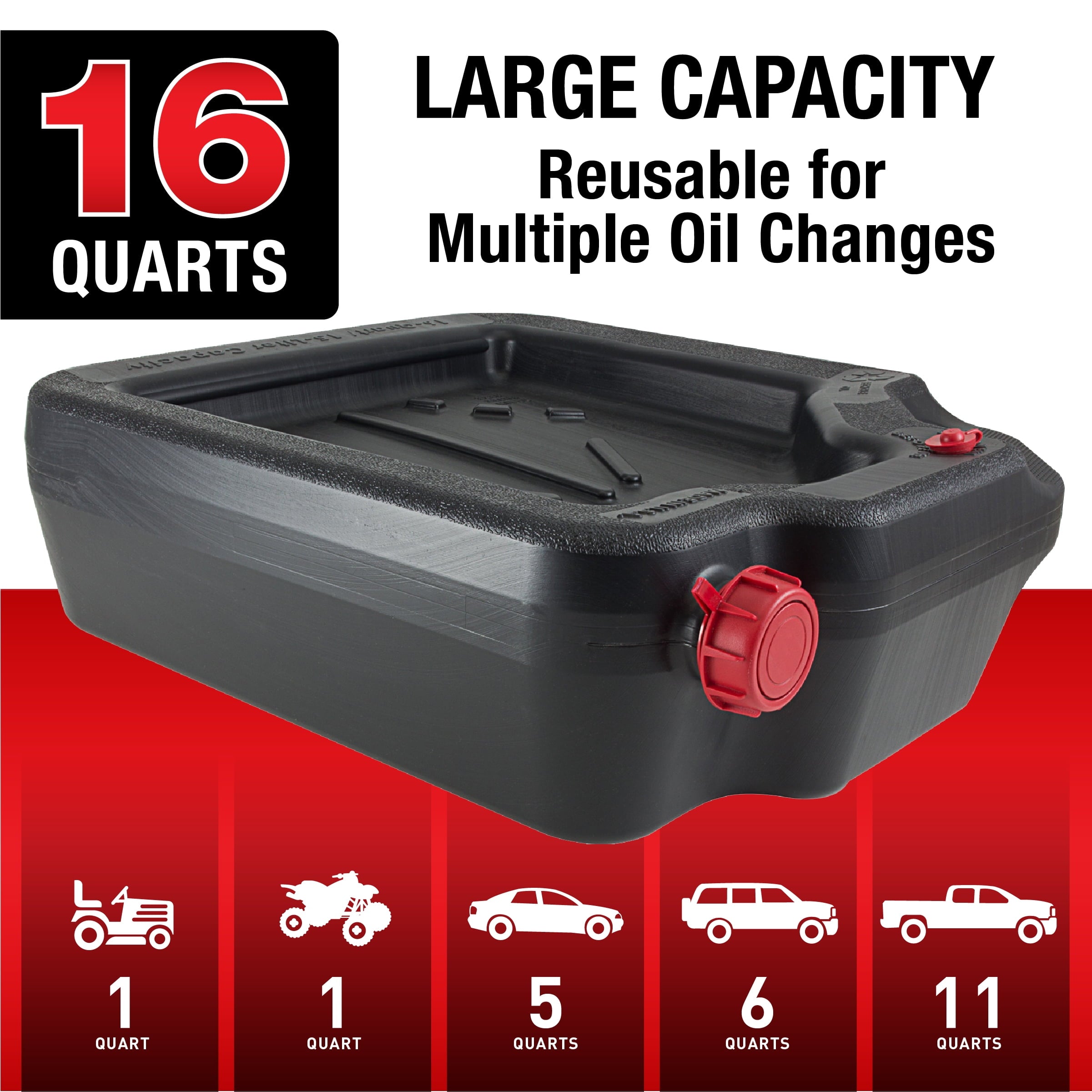 Hyper Tough 16 Quart Automotive Drain Pan Container, 420032HTMI, Black
