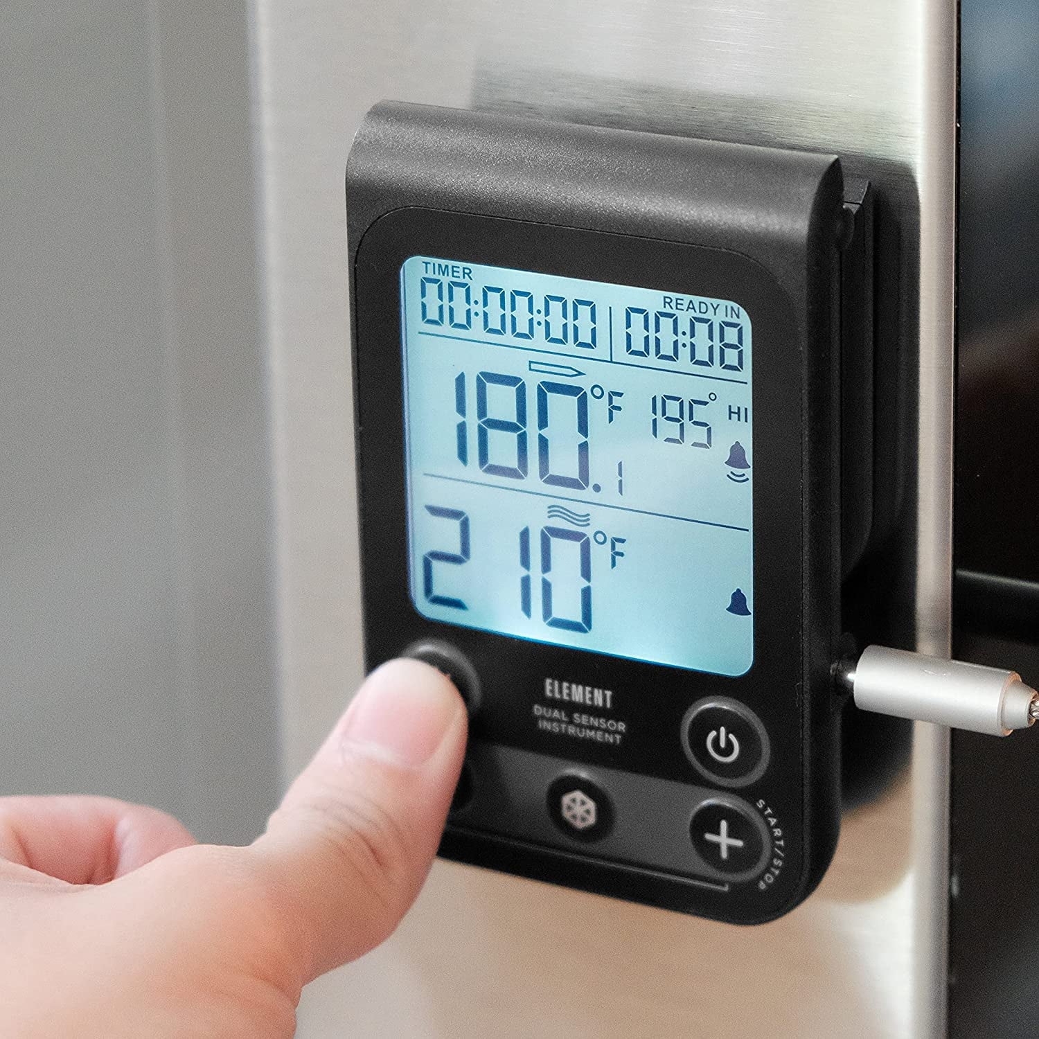 Lavatools OVT02 Element Digital Oven Thermometer for Oven, Grill, and Smoker Includes Dual-Sensor Stainless Temperature Probe Carbon