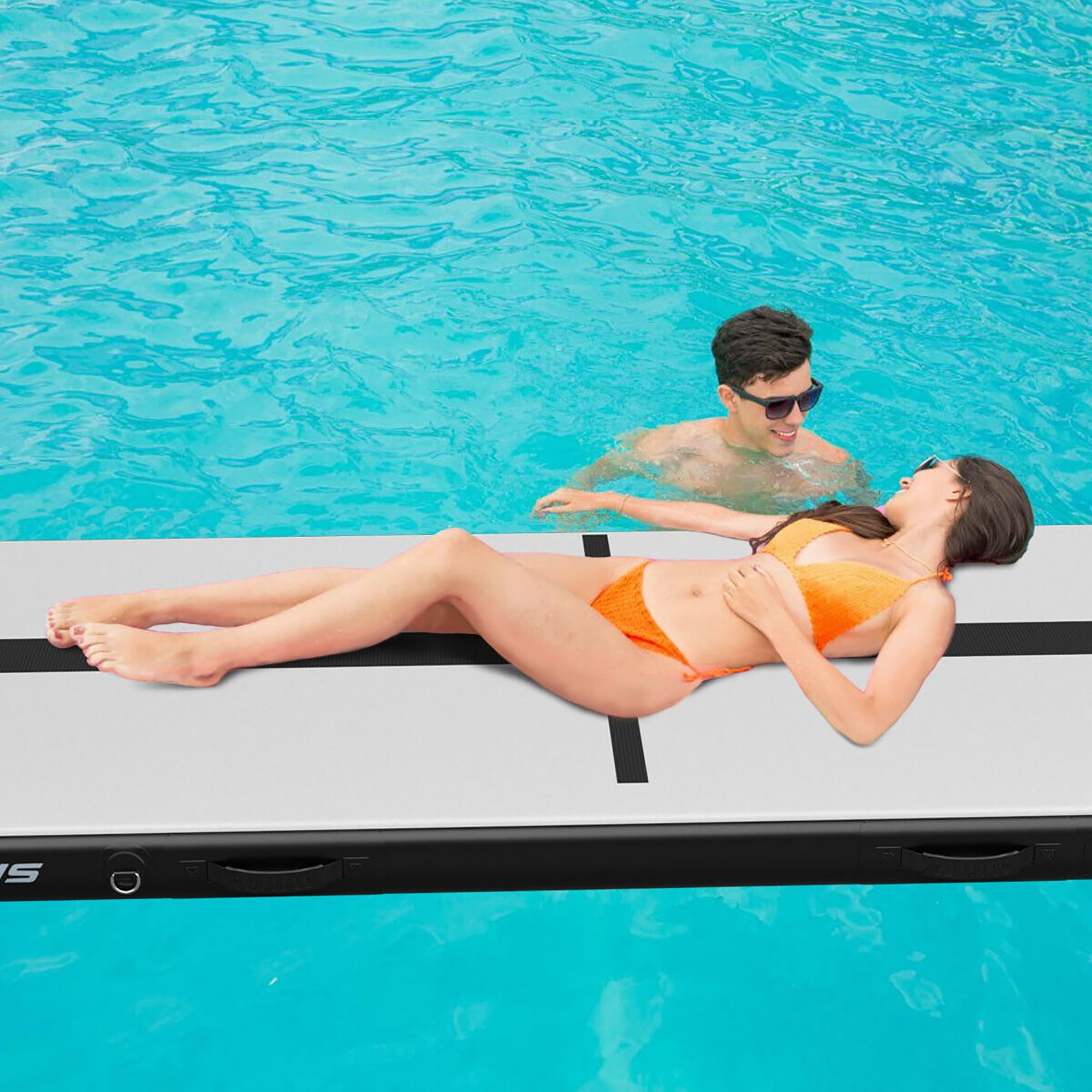 Goplus 13FT Air Track Inflatable Gymnastics Tumbling Mat w/ Pump Black