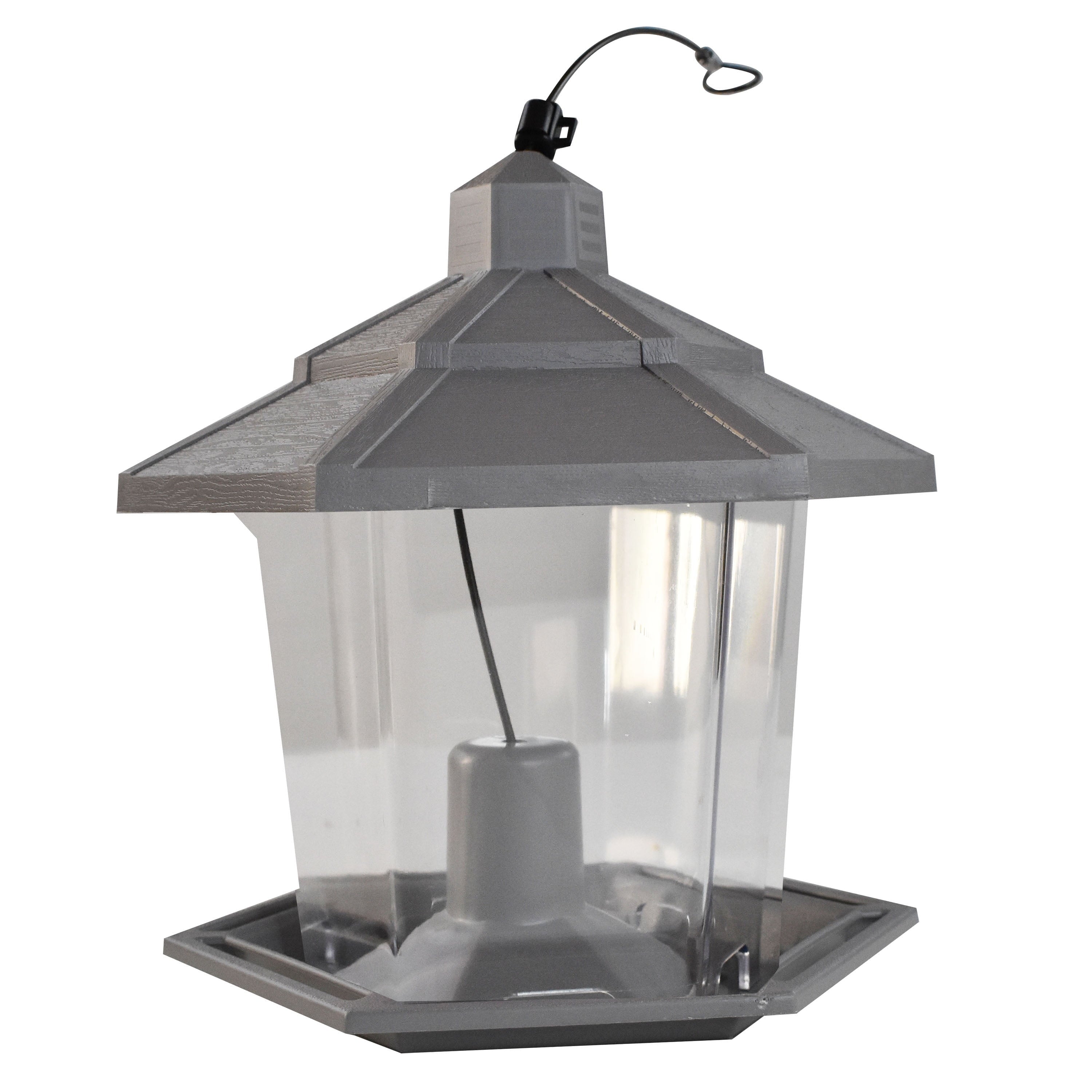 Pennington, Gray Plastic Hopper Chickadee Wild Bird Feeder, 2.5 lb. Capacity