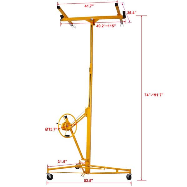 16 ft. Yellow Drywall Lift Panel Lift Drywall Panel Hoist Jack Lifter