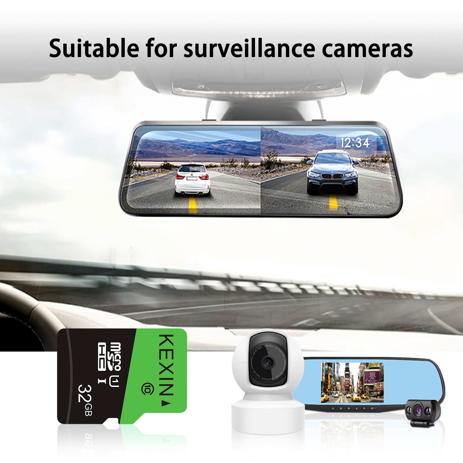 KEXIN Micro SD Card 32GB Memory Card with Adapter Class 10 UHS-I for Phone/Tablet/Camera/Drone/Dash cam/Nintendo Switch，3 Pack