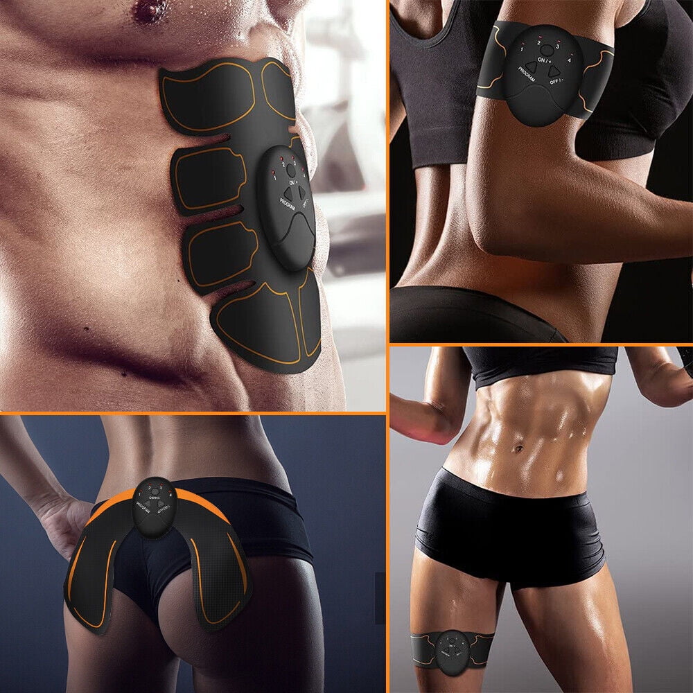 Electric Muscle Toner Machine ABS Toning Belt Simulation Fat Burner Belly Shaper Abdominal shaper battery yellow four-piece set
