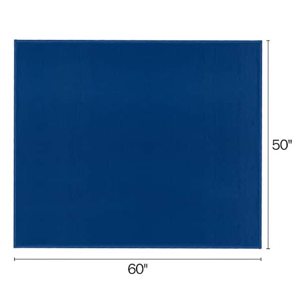 Navy Blue and Sand Beige Fleece Throw Blankets (Set of 2)