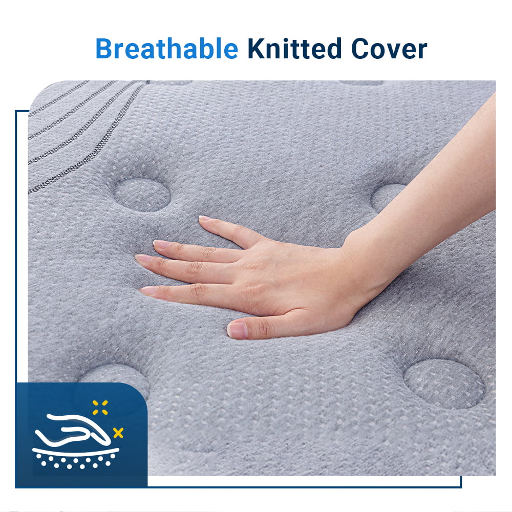 Size Mattress, Avenco Queen Mattress Firm, 10 inch Hybrid Queen Mattress in a Box, Innerspring and Gel Memory Foam, Grey, Pillow Top