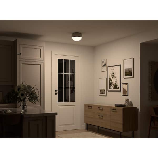 Canopy 10.35 in. 1-Light Greige Modern Hallway Convertible Flush Mount Ceiling Light