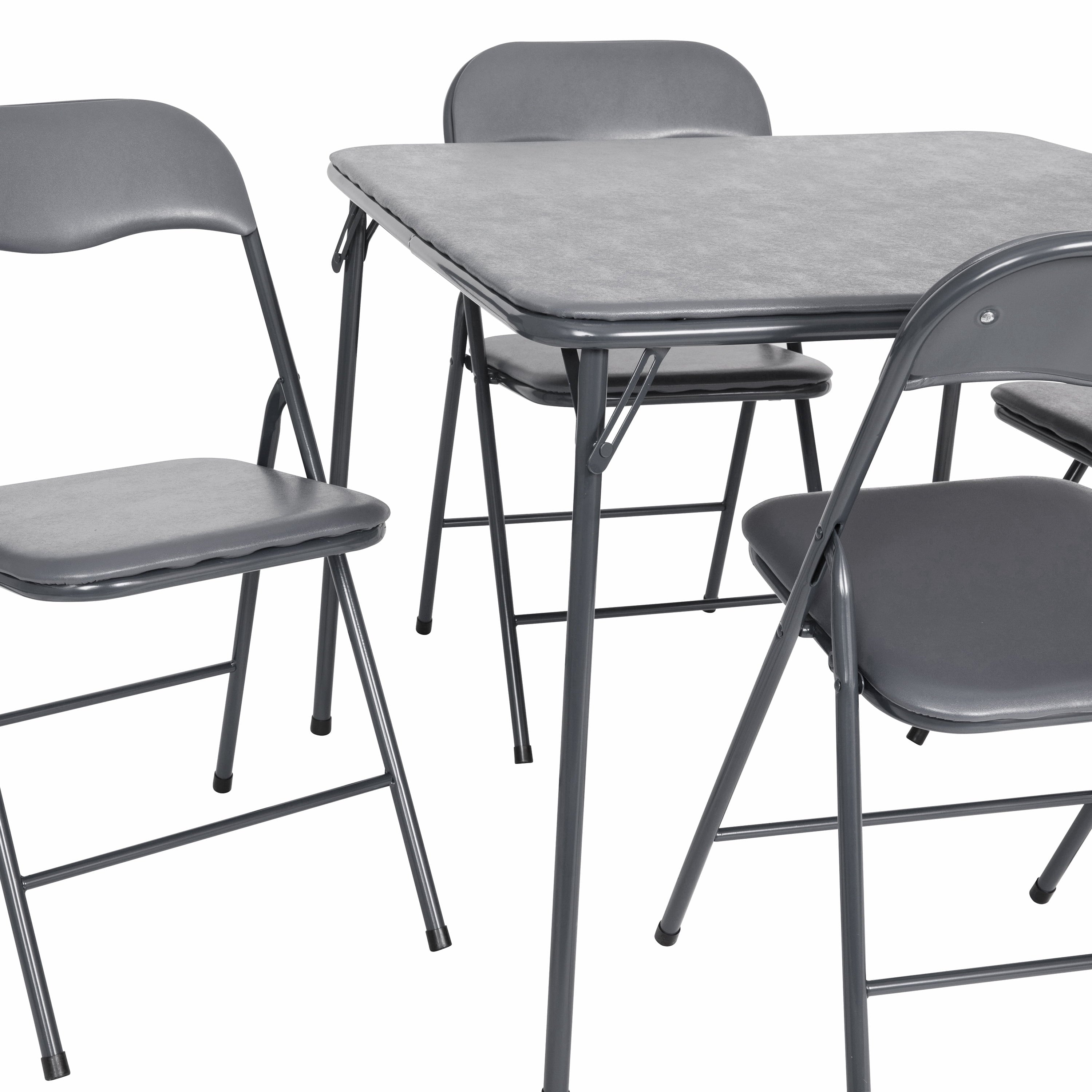 BizChair 5 Piece Gray Folding Card Table and Chair Set