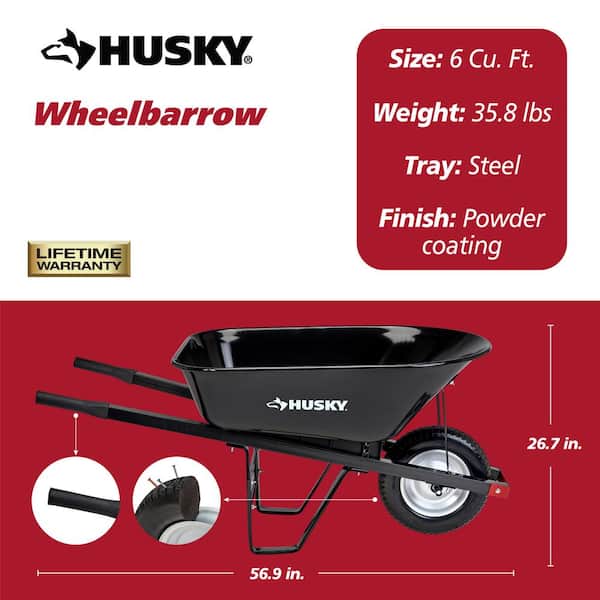 6 cu. ft. Steel Wheelbarrow with Flat Free Tire