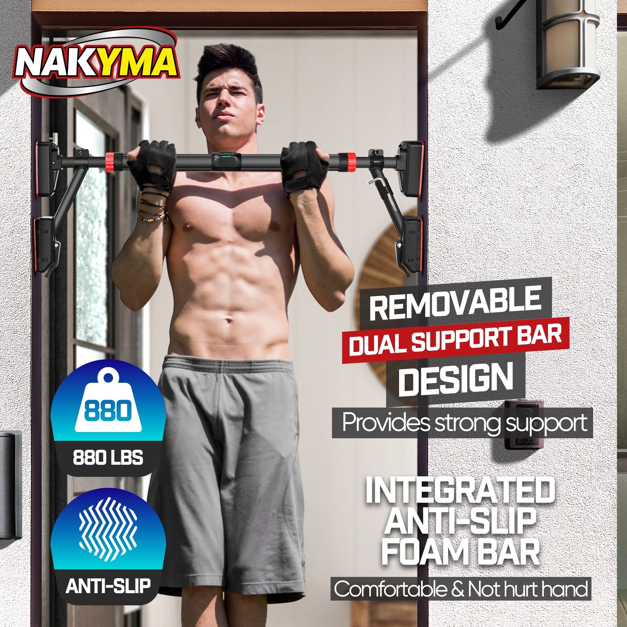 Bravex Pull Up Bar,Strength Training Chin up Bar Without Screws with Fixing Bracket,Max Load 440lbs and Adjustable Width 30.7