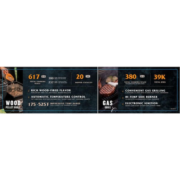 Rider Combo Gas and Pellet Grill in Black with 997 sq. in. Cooking Space