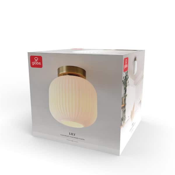 8 in. 1-Light Matte Brass Flush Mount Ceiling Light with Frosted Ribbed Glass Shade