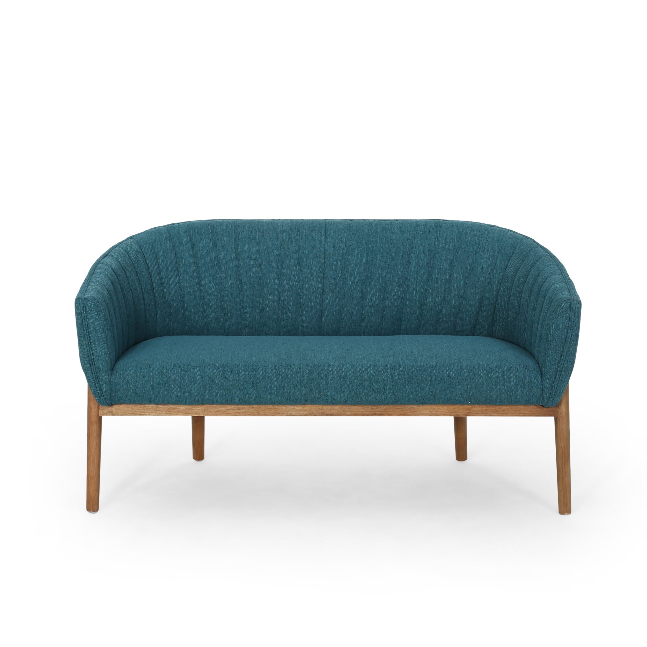 Noble House Nickolas Channel Stitch Fabric Loveseat, Mity Gray