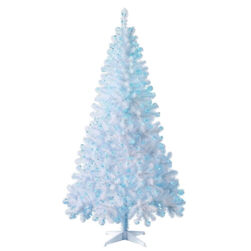 6.5 ft Pre-Lit Madison Pine White Artificial Christmas Tree,Blue Lights,US STOCK