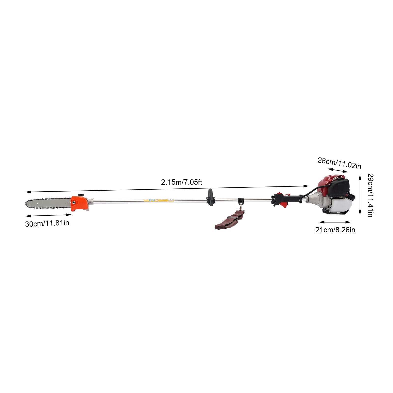 Wuzstar 37CC 4-Stroke Gas Pole Chainsaw Hedge Tree Trimmer with Extension Pole(1.5m)